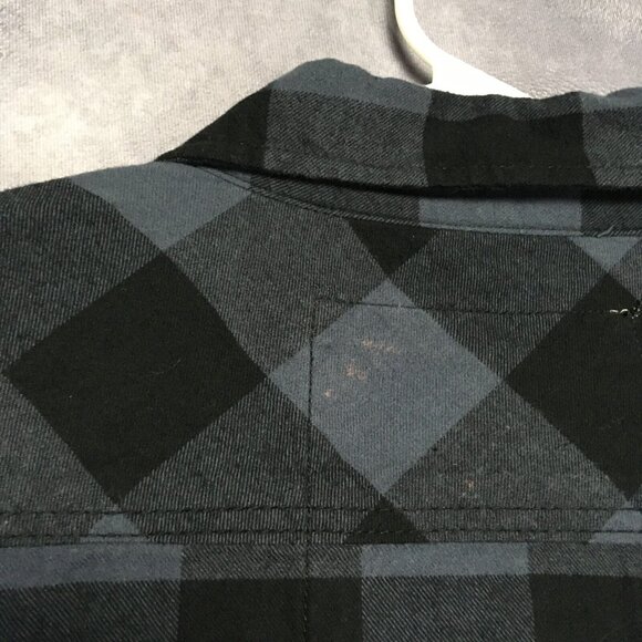Brandit Mens Flannel Shirt size Large Long Sleeve Button Up Black‎ Blue Check - Picture 16 of 16